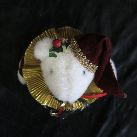 VINTAGE 80'S VELVET BURGUNDY/DK GREEN MUSICAL ANIMATED CHRISTMAS DECORATION - Picture 6 of 7